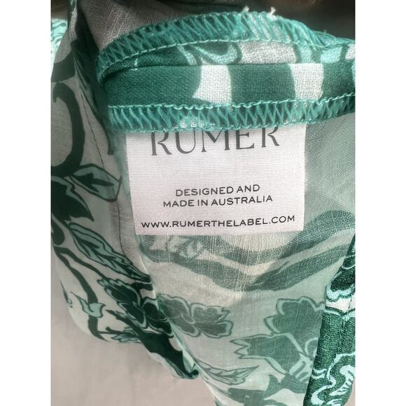 Rumer The Label Bodhi Long Sleeve Shirt Dress Plunging Neck Size Small Green - Picture 12 of 13